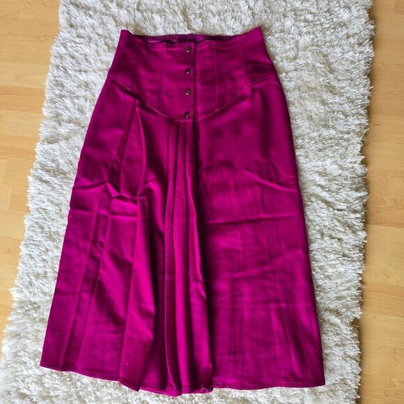 JOSEPHHO Womens 100% Wool Magenta Midi Skirt Size 10 Western Vintage - Picture 4 of 11
